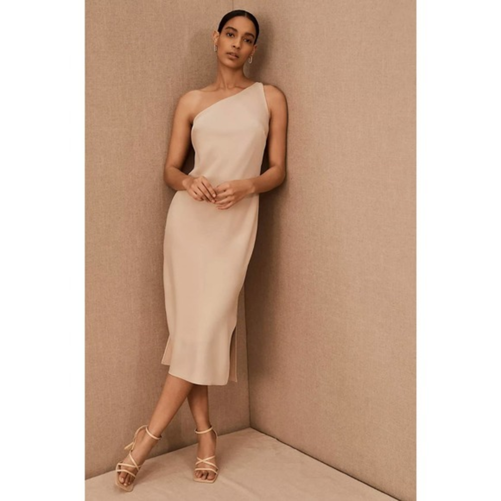 BHLDN One Shoulder Dress in Beige